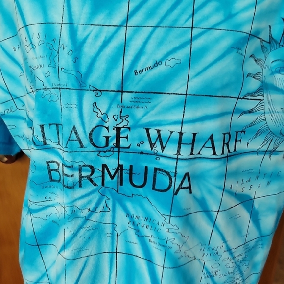 Bermuda Map Blue Tie Dye T Shirt - Picture 6 of 9